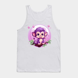 Purple Monkey in a Bubblegum Tree Tank Top